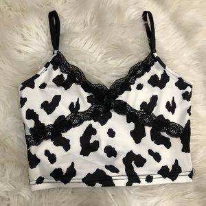 Silk Lace Cow Print Tank Top